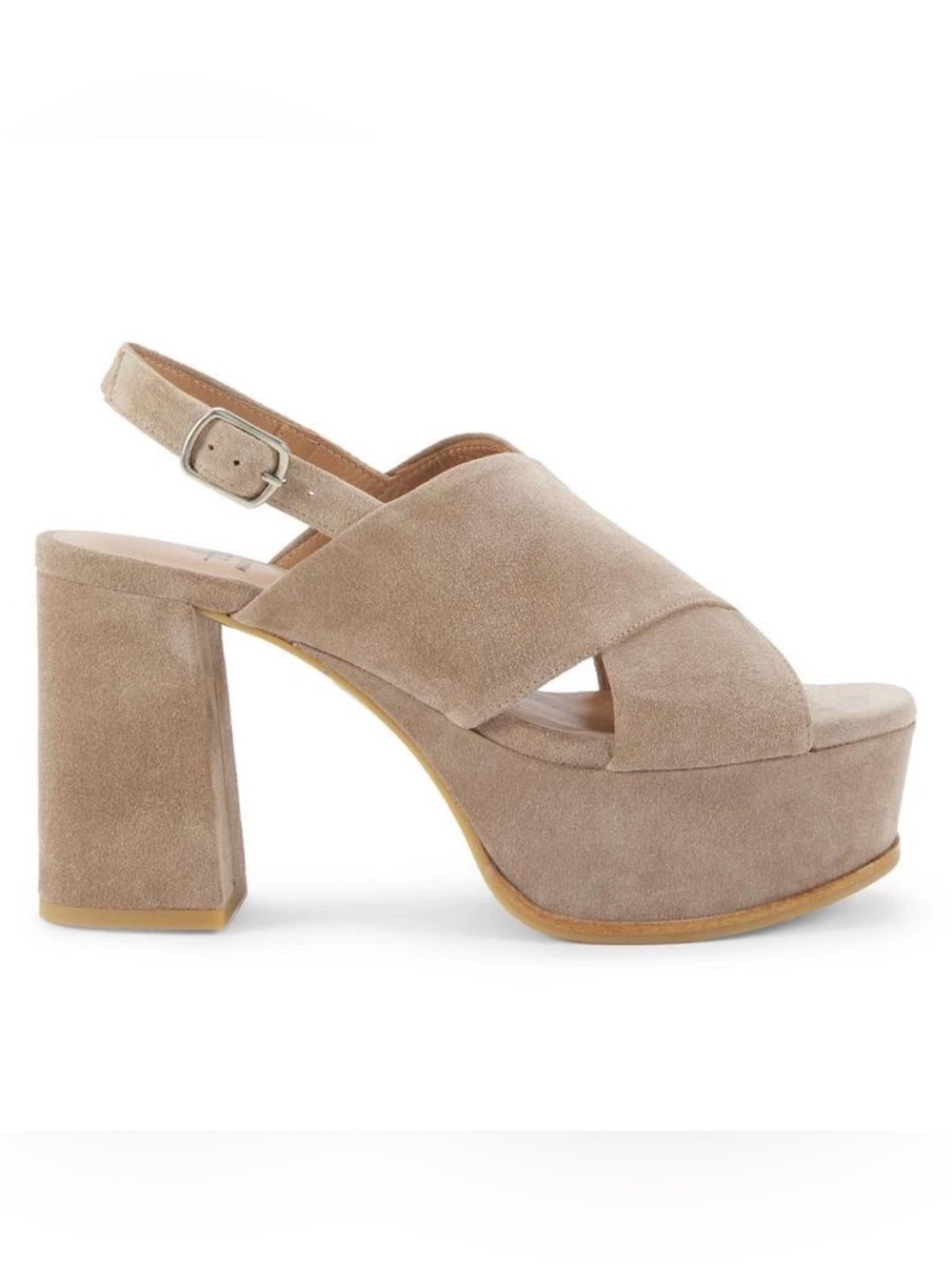Aquatalia Nadina Taupe Suede Platform Sandal Slingback Heeled Size 9 Medium